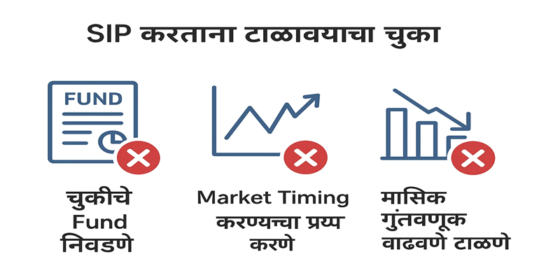 “SIP करताना टाळावयाच्या चुका – Fund Selection, Timing Mistakes, Investment Amount”