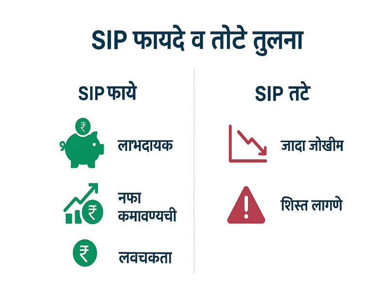 SIP फायदे व तोटे तुलना Chart in Marathi