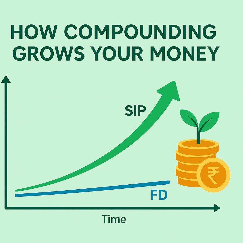 How compounding grows money in SIP compared to FD in India