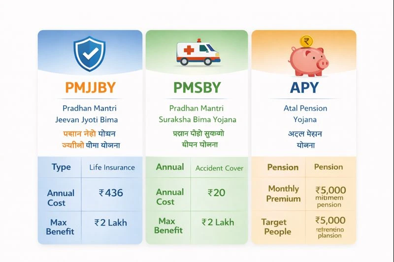 PMJJBY PMSBY APY comparison