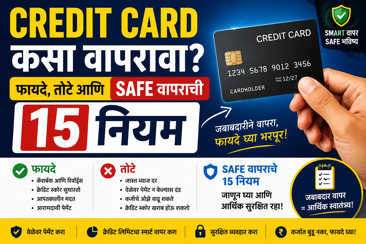 Credit Card कसा वापरावा? फायदे, तोटे आणि Safe वापराची 15 नियम (Marathi)