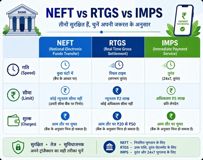 NEFT RTGS IMPS म्हणजे काय यातील फरक सोप्या भाषेत