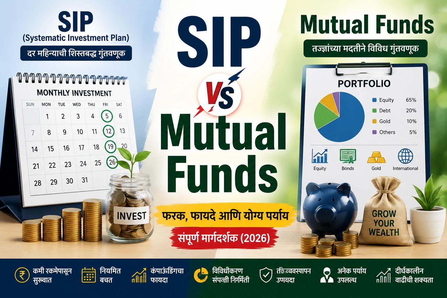SIP vs Mutual Funds फरक मराठीत समजावणारे चित्र